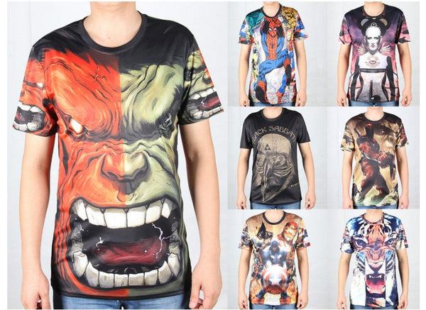 Men's Superhero Tops Hulk 3D Tee Shirt 